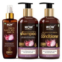 Load image into Gallery viewer, WOW Skin Science Red Onion Black Seed Oil Shampoo With Red Onion Seed Oil Extract, Black Seed Oil & Pro-Vitamin B5 - No Parabens, Sulphates, Silicones, Color & Peg - 300 ml