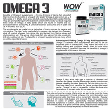 Load image into Gallery viewer, WOW Life Science Omega-3 Fish Oil Triple Strength 1000mg (550mg EPA; 350mg DHA; 100mg Other Omega 3 Fatty Acids) - 60 Capsules