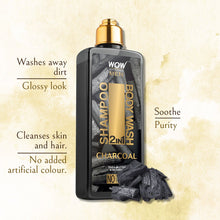 Load image into Gallery viewer, WOW Skin Science Charcoal 2-In-1 Shampoo + Body Wash - No Parabens, Sulphate, Silicones & Color - 250 ml
